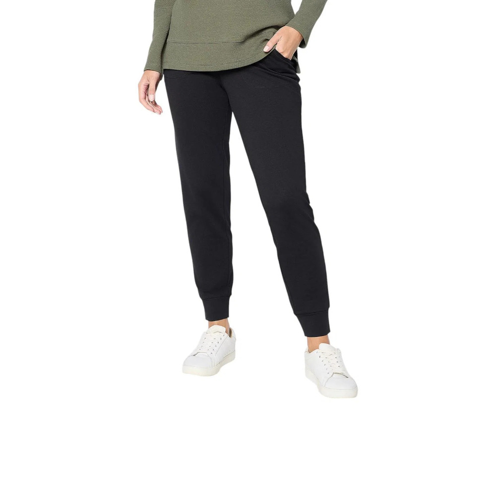 Denim & Co. Women's EasyWear French Terry Ankle Jogger Black - Petite